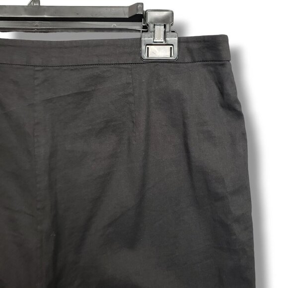 Eileen Fisher Organic Linen Viscose Stretch Pants Womens 14 Black Side Zip High - Picture 8 of 9